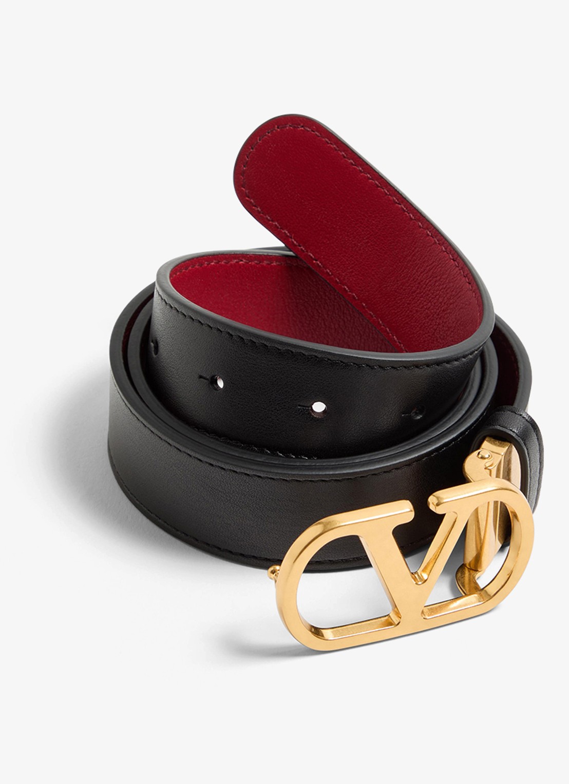 Valentino Garavani VLogo Signature reversible riem van kalfsleer - detail 2 rood