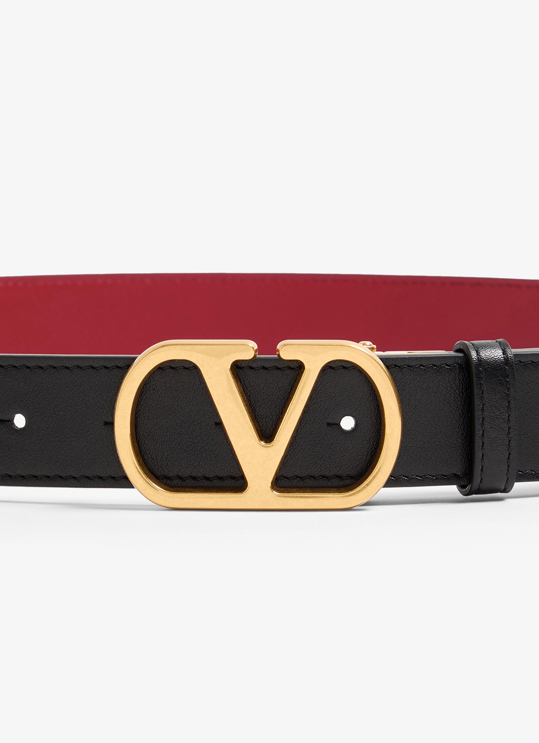 Valentino Garavani VLogo Signature reversible riem van kalfsleer - detail 3 rood