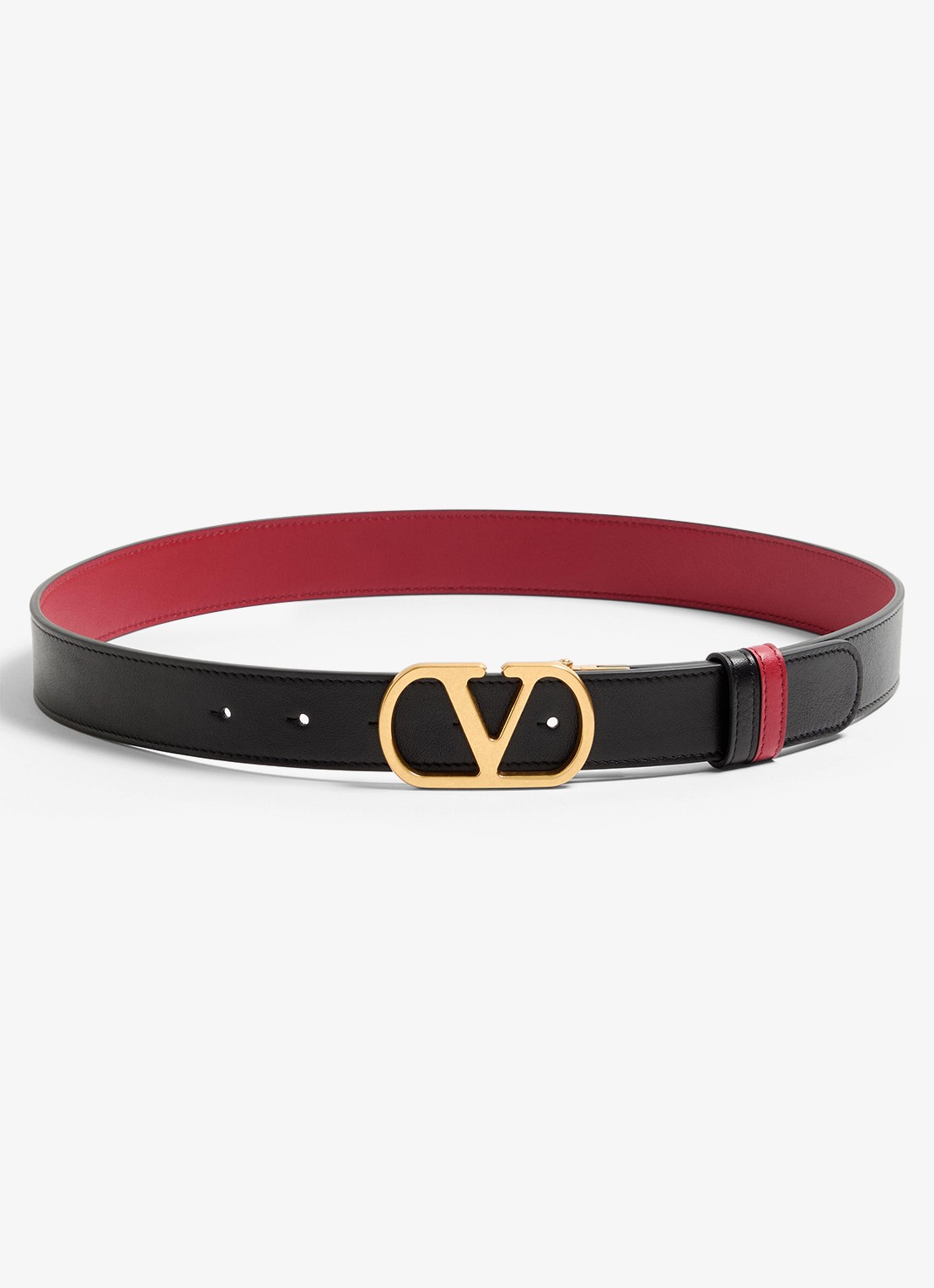 Valentino Garavani VLogo Signature reversible riem van kalfsleer - voorkant 4 rood
