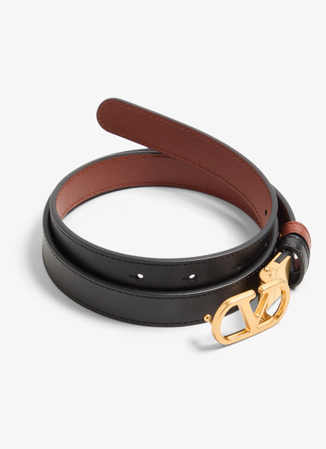 Valentino Garavani VLogo Signature reversible riem van kalfsleer - detail 3 bruin