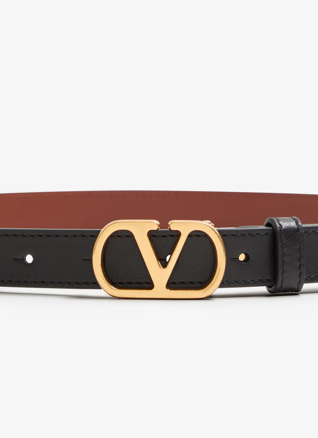 Valentino Garavani VLogo Signature reversible riem van kalfsleer - detail 4 bruin