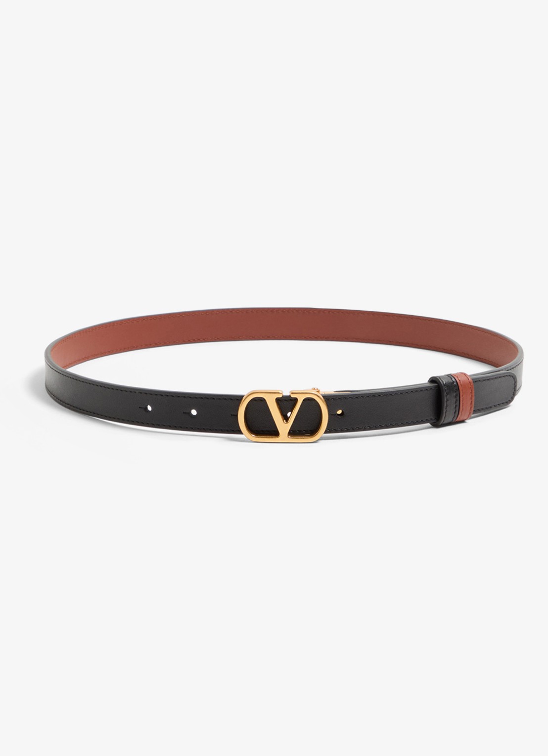 Valentino Garavani VLogo Signature reversible riem van kalfsleer - voorkant 2 bruin