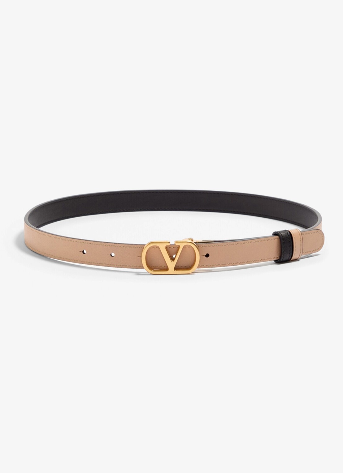 Valentino Garavani VLogo Signature reversible riem van kalfsleer - voorkant zwart