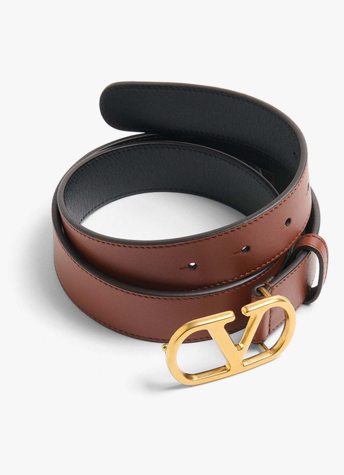 Valentino Garavani VLogo Signature riem van kalfsleer - detail roestbruin