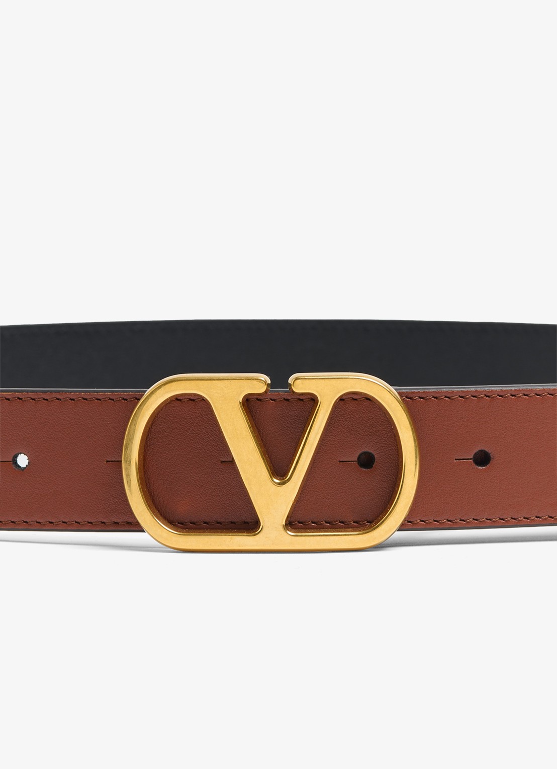 Valentino Garavani VLogo Signature riem van kalfsleer - detail 2 roestbruin