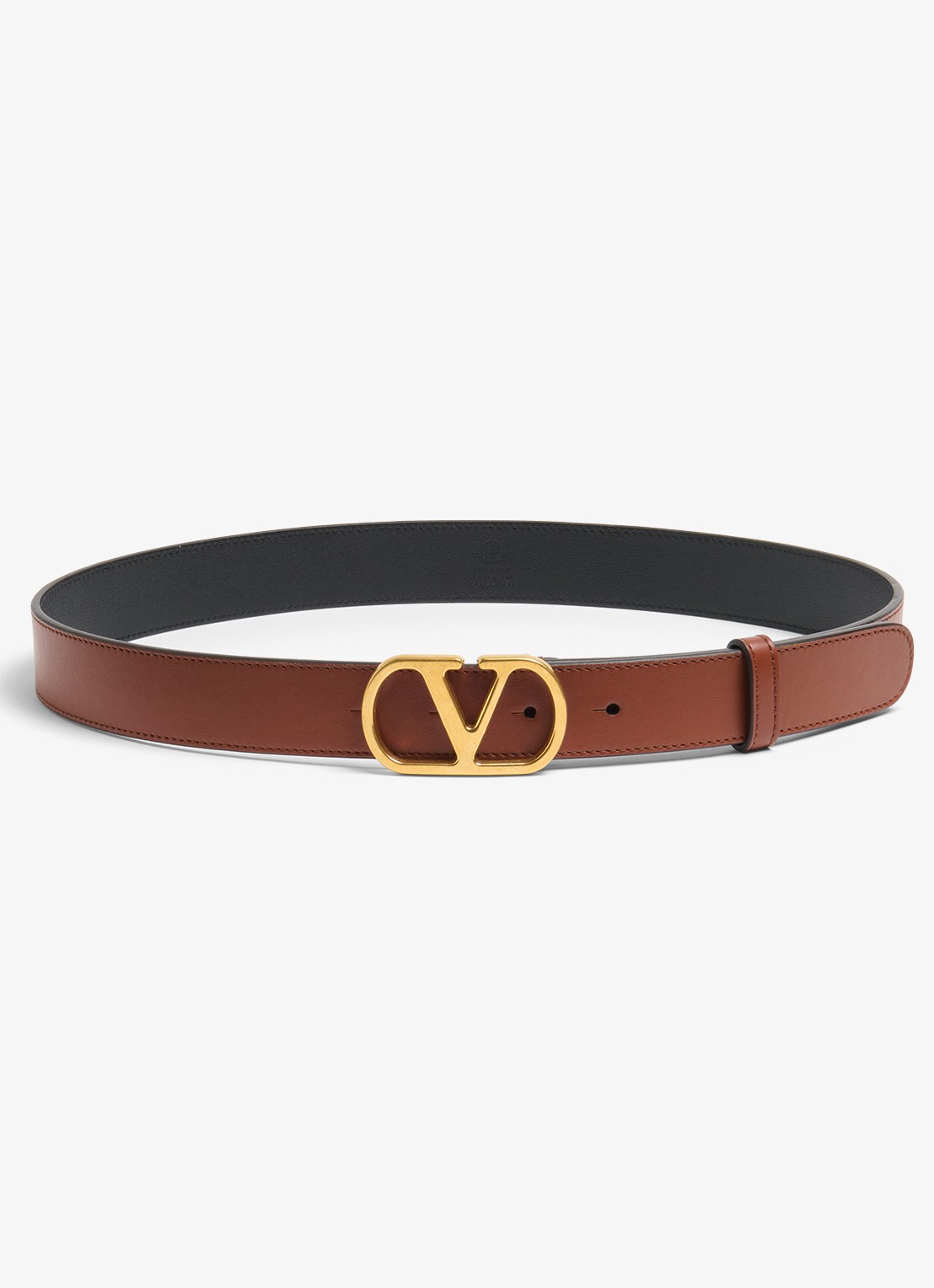 Valentino Garavani VLogo Signature riem van kalfsleer - voorkant 3 roestbruin