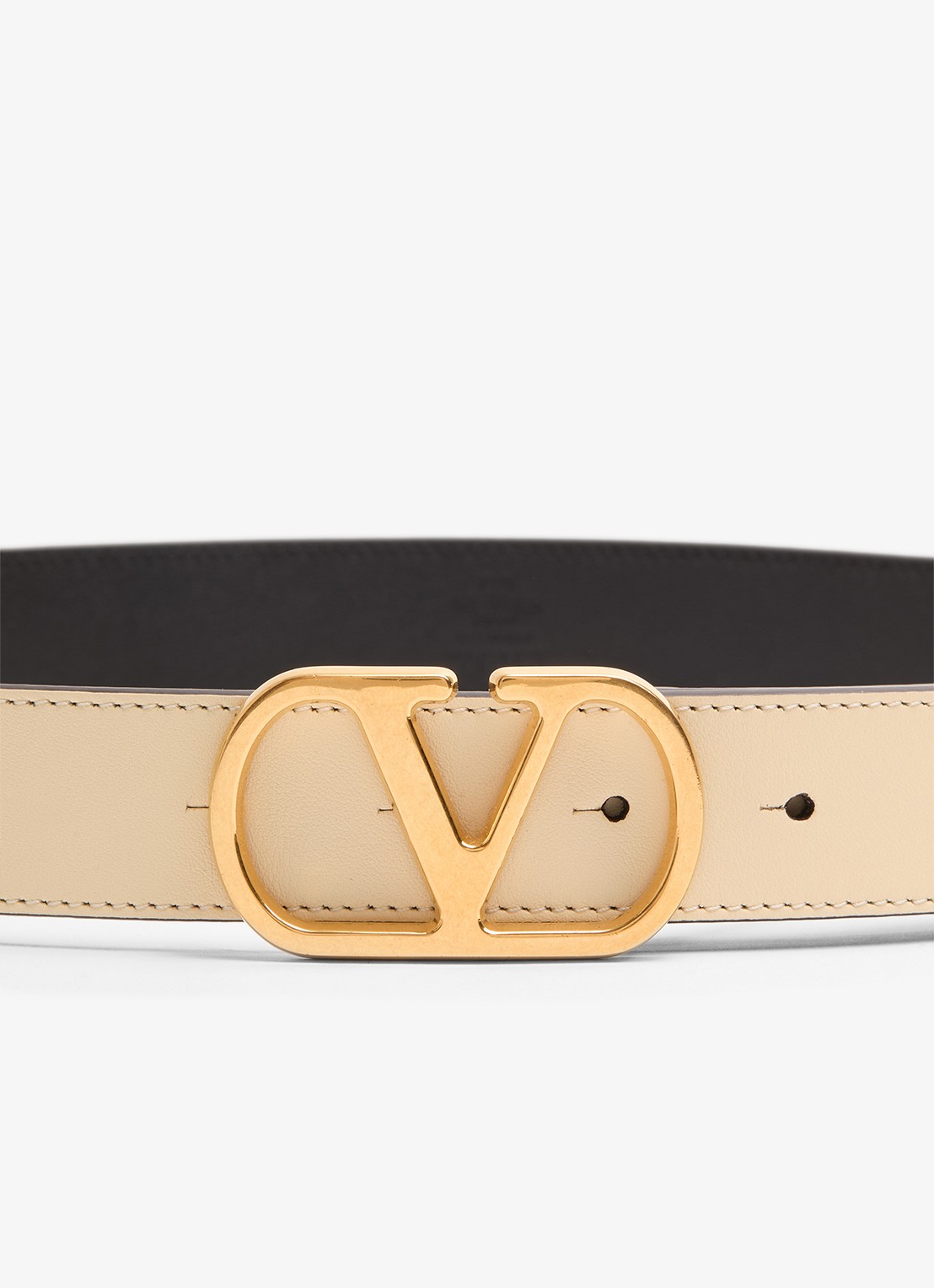 Valentino Garavani VLogo Signature riem van kalfsleer - detail 4 creme