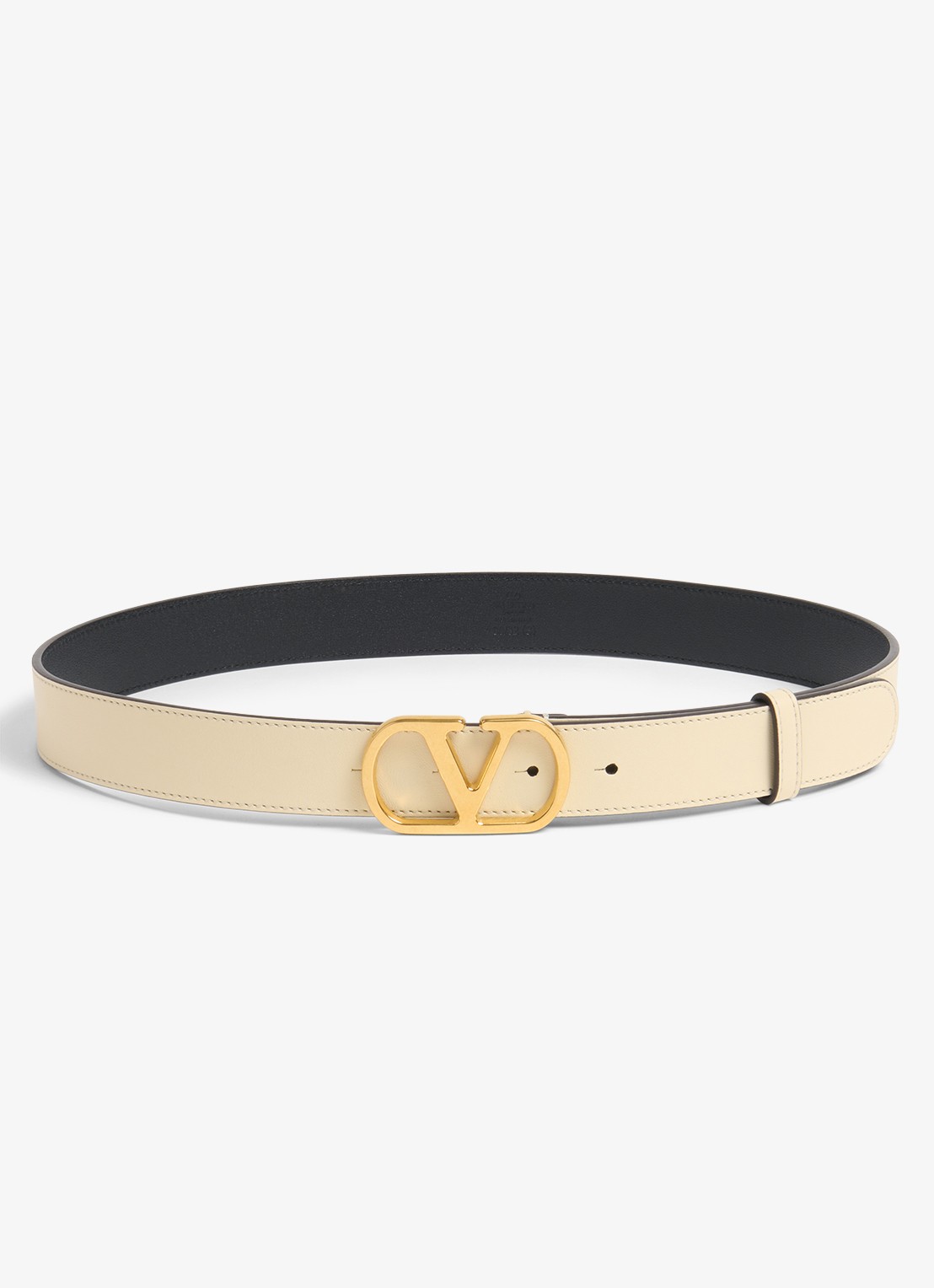 Valentino Garavani VLogo Signature riem van kalfsleer - voorkant creme