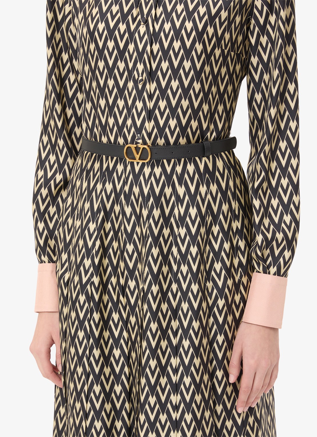 Valentino Garavani VLogo Signature riem van kalfsleer - voorkant 2 zwart