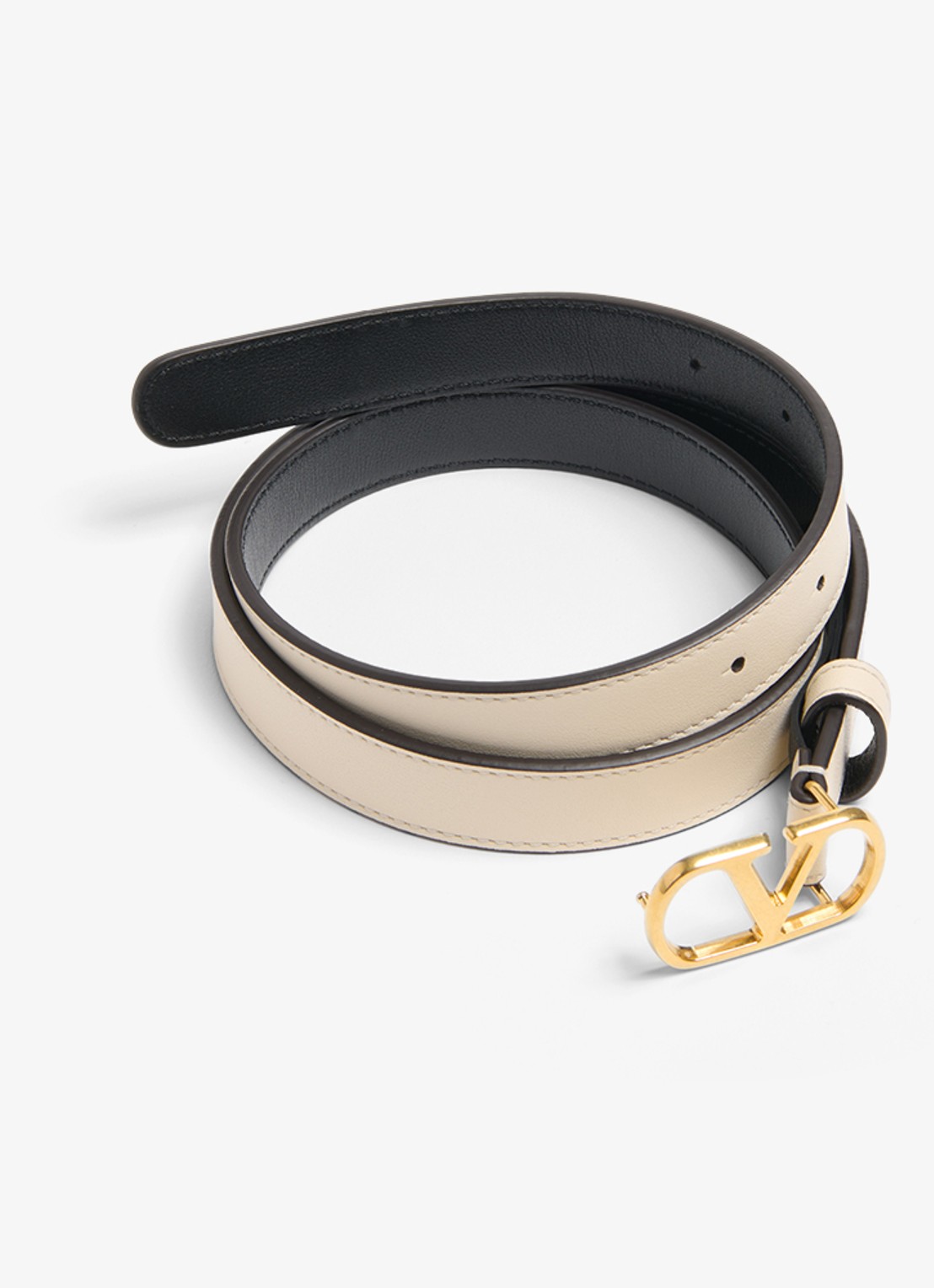 Valentino Garavani VLogo Signature riem van kalfsleer - detail 3 creme