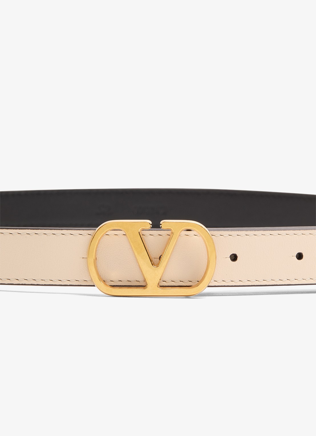 Valentino Garavani VLogo Signature riem van kalfsleer - detail 4 creme