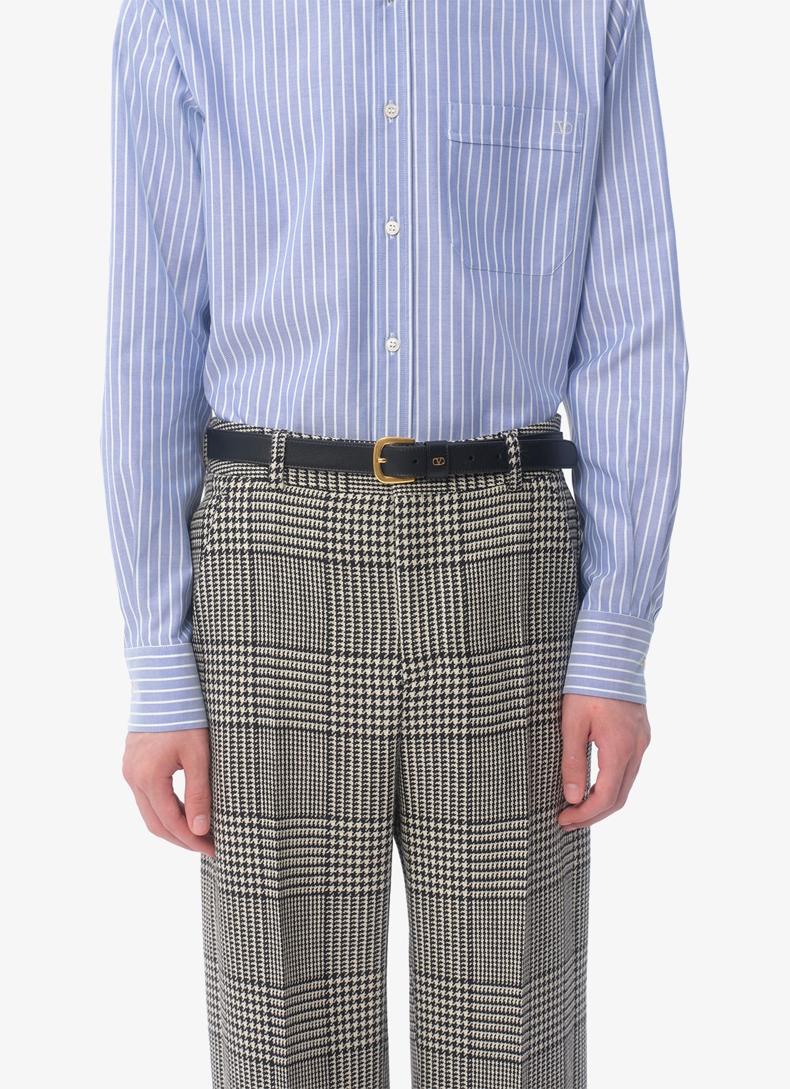 Valentino Garavani VLogo Signature riem van kalfsleer - voorkant 4 zwart