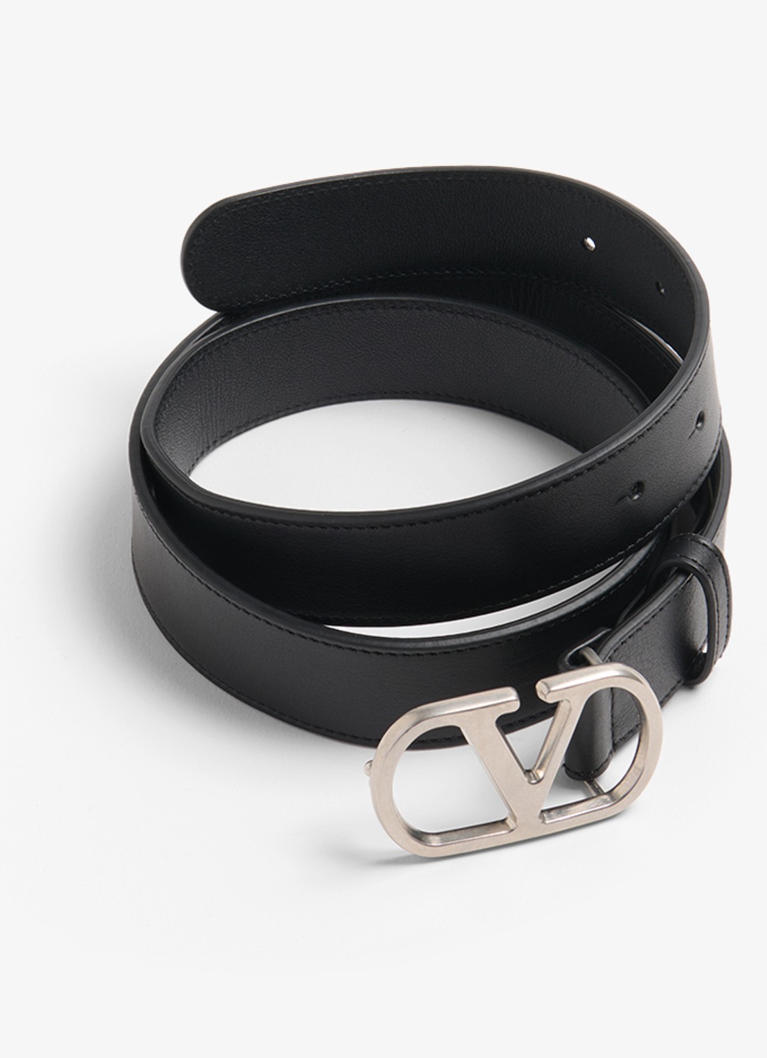Valentino Garavani VLogo Signature riem van kalfsleer - detail zwart