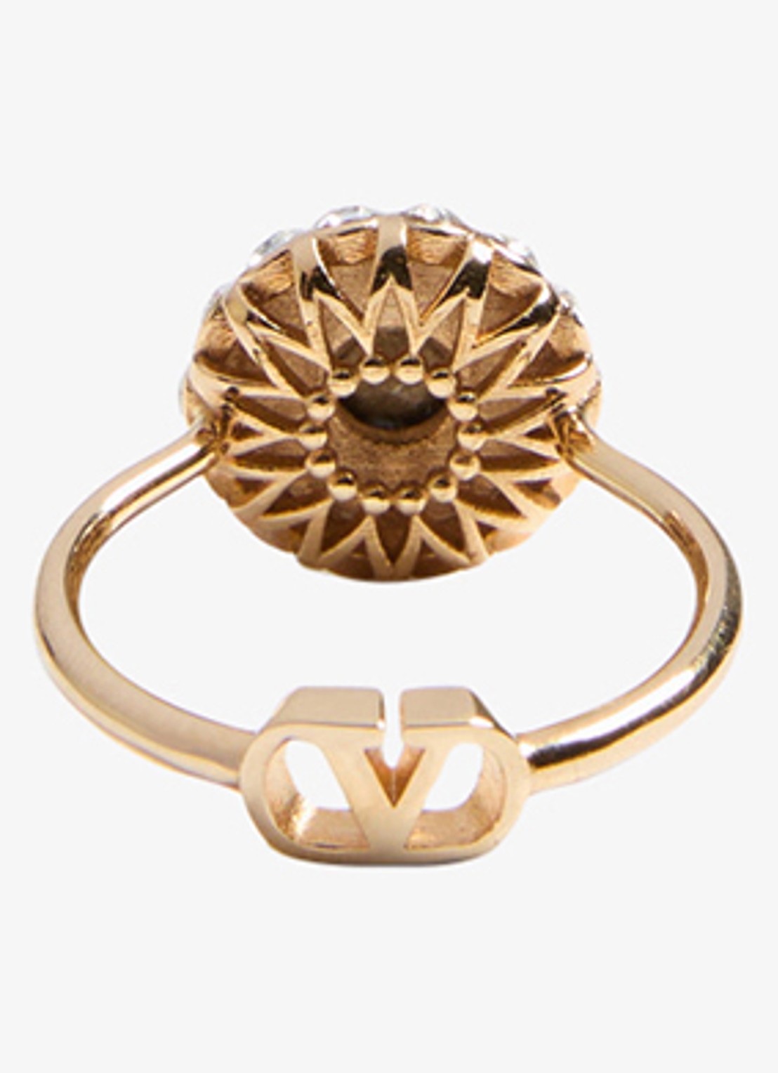 Valentino Garavani VLogo Signature ring met kristal - detail 5 goud