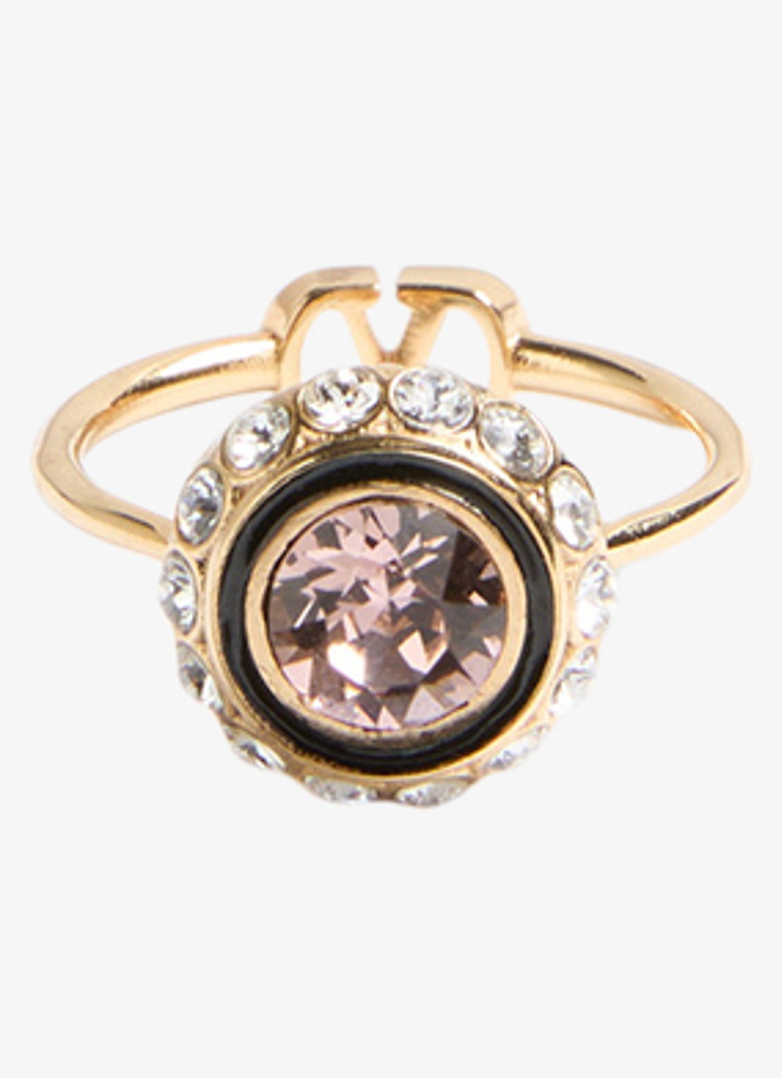 Valentino Garavani VLogo Signature ring met kristal - voorkant goud