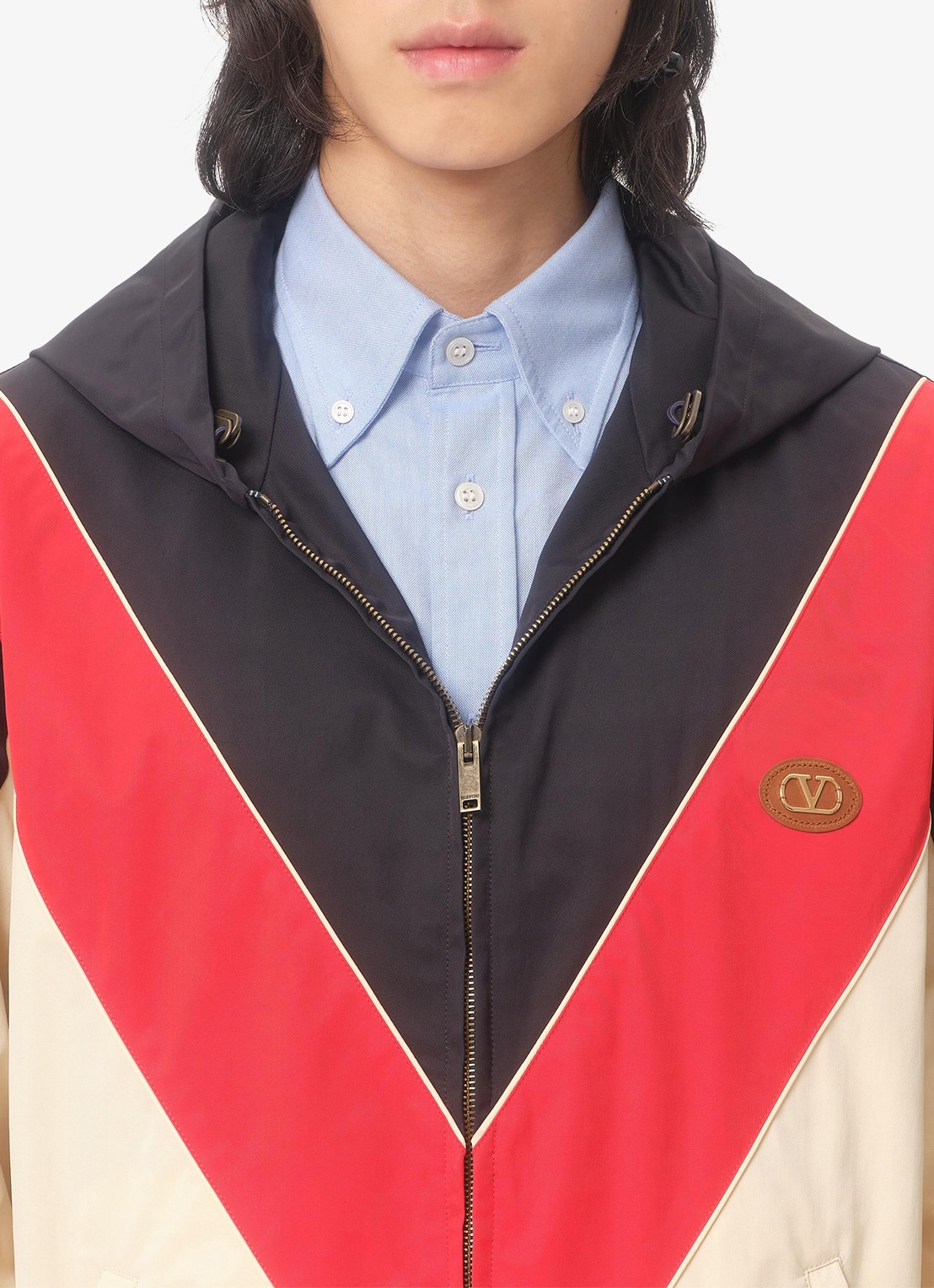 Valentino Garavani Windjack met capuchon en ritszakken - detail 4 beige