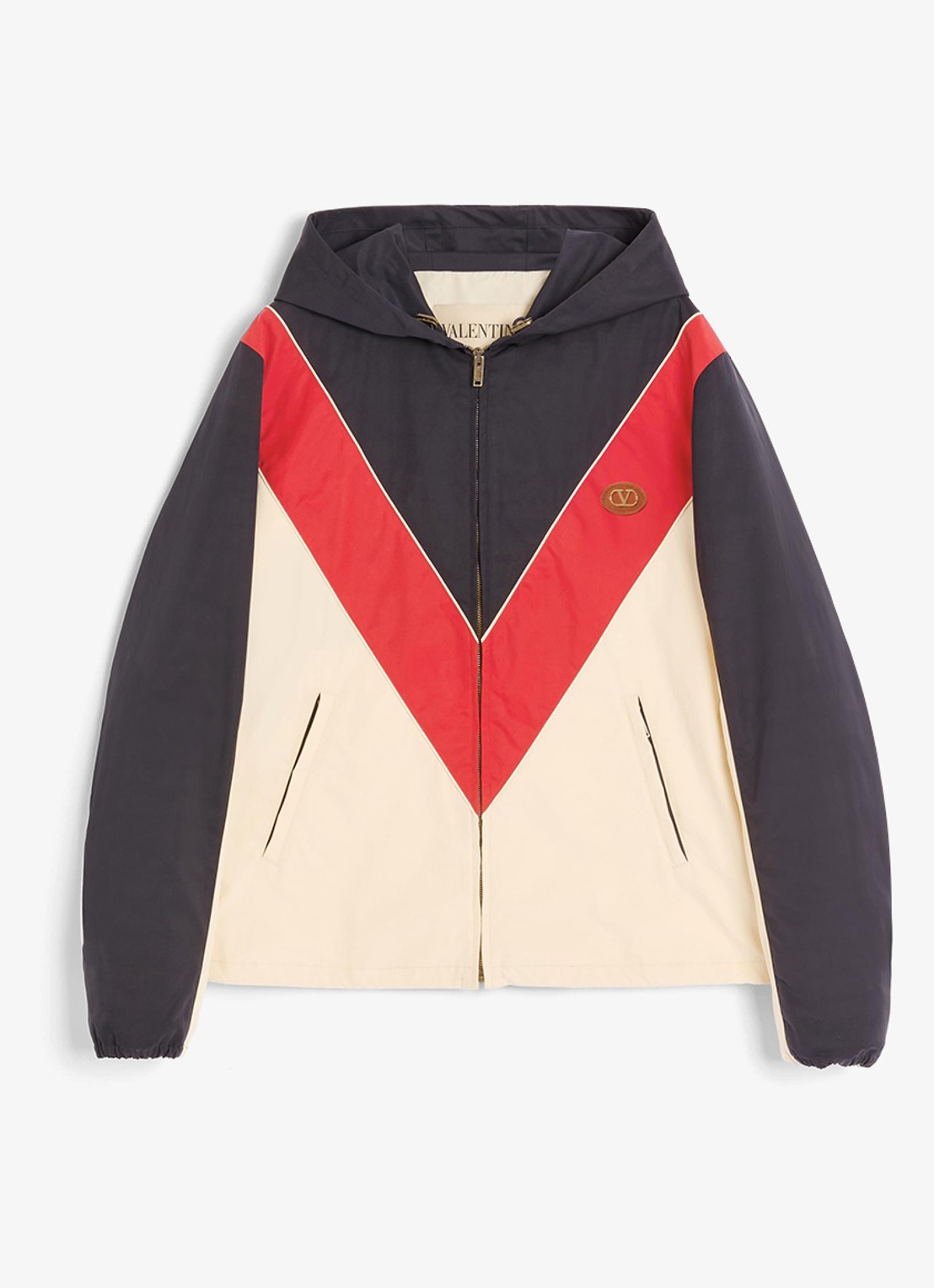 Valentino Garavani Windjack met capuchon en ritszakken - voorkant 7 beige