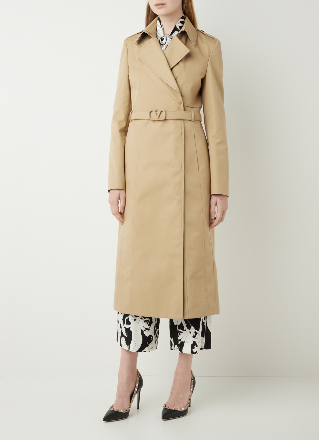 Valentino Trenchcoat in katoenblend met ceintuur  - detail 4 beige