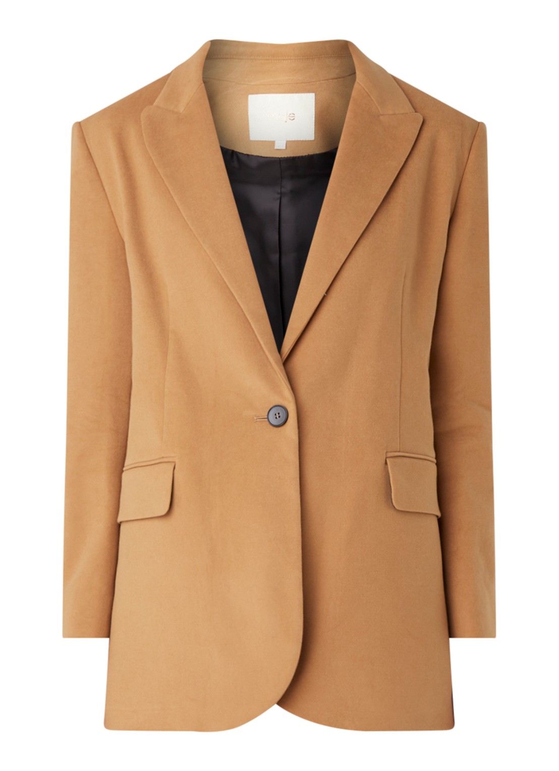 Valmon single breasted blazer van velours - voorkant 3 camel