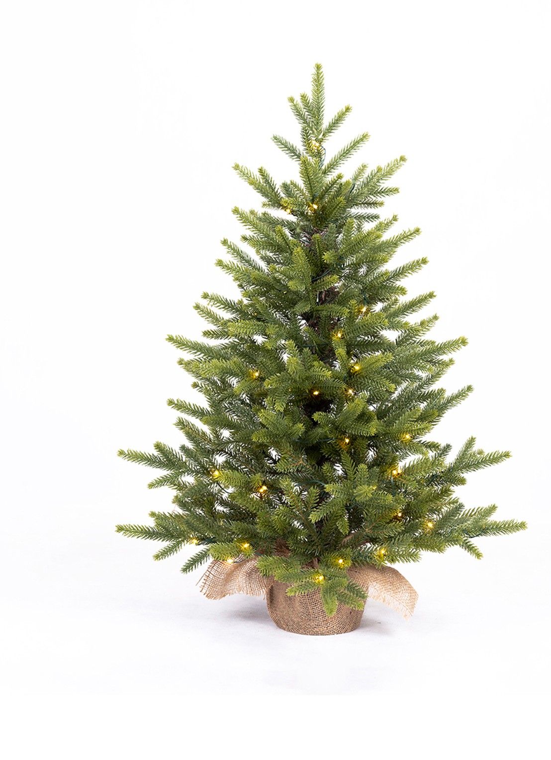 Van Der Gucht Detroit kunstkerstboom met LED verlichting 75 cm - voorkant groen