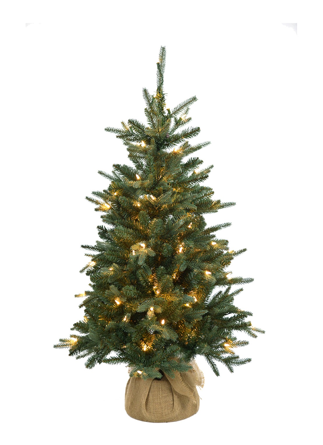 Van Der Gucht Everton kunstkerstboom met LED verlichting 122 cm - voorkant groen