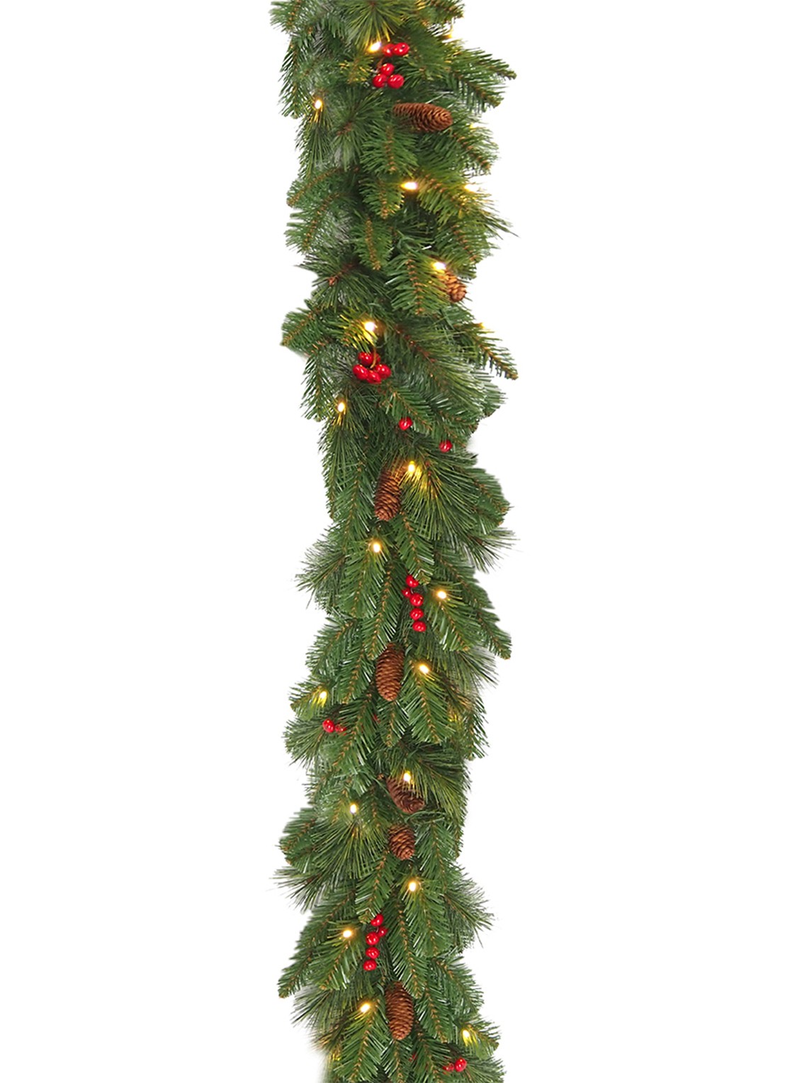 Van Der Gucht Everyday kerstguirlande met LED verlichting Ø30 cm - voorkant 3 groen