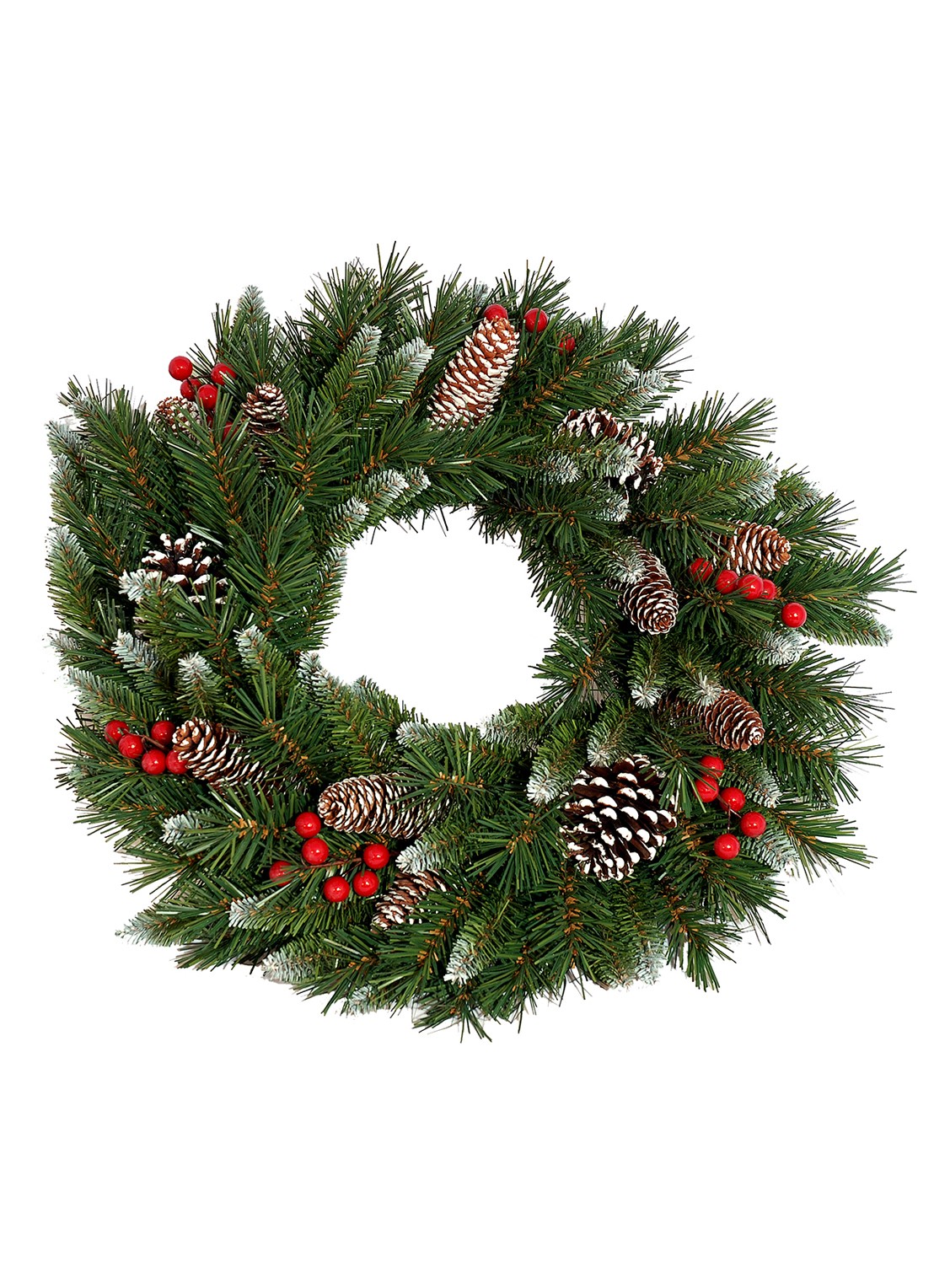 Van Der Gucht Frosted Berry kerstkrans 50 cm - voorkant groen