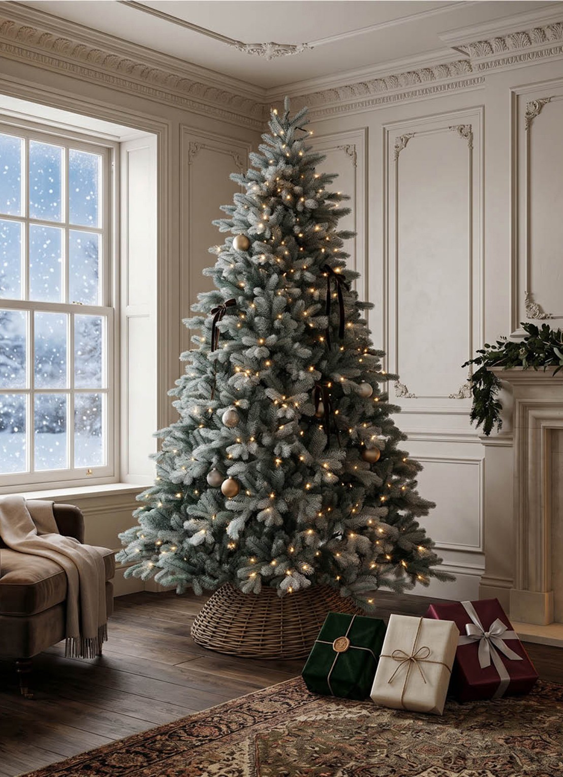 Van Der Gucht Frosted Colorado kunstkerstboom met LED verlichting 213 cm - detail 3 groen