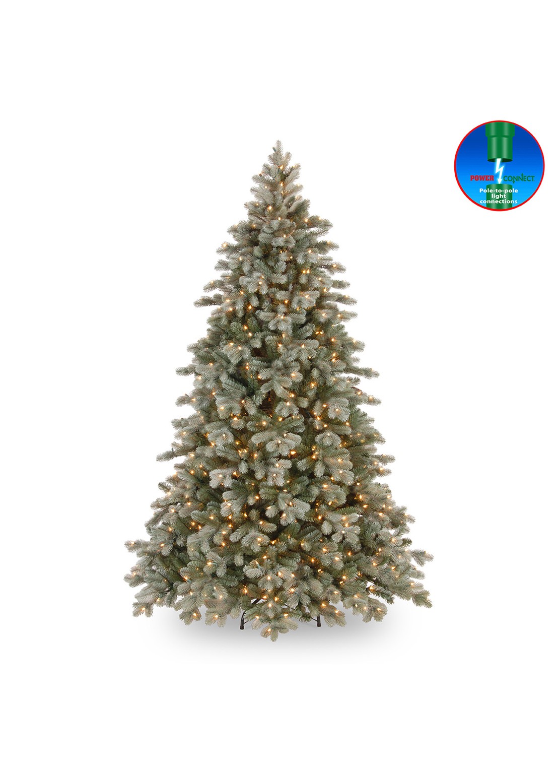 Van Der Gucht Frosted Colorado kunstkerstboom met LED verlichting 228 cm - voorkant groen