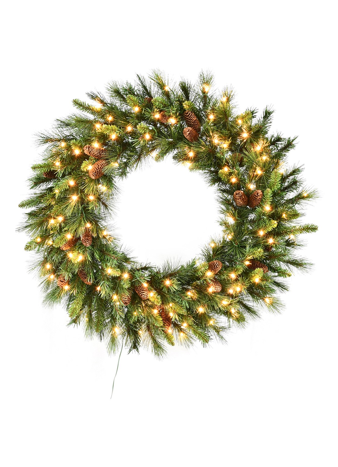 Van Der Gucht Kaia kerstkrans met LED verlichting Ø122 cm - voorkant groen