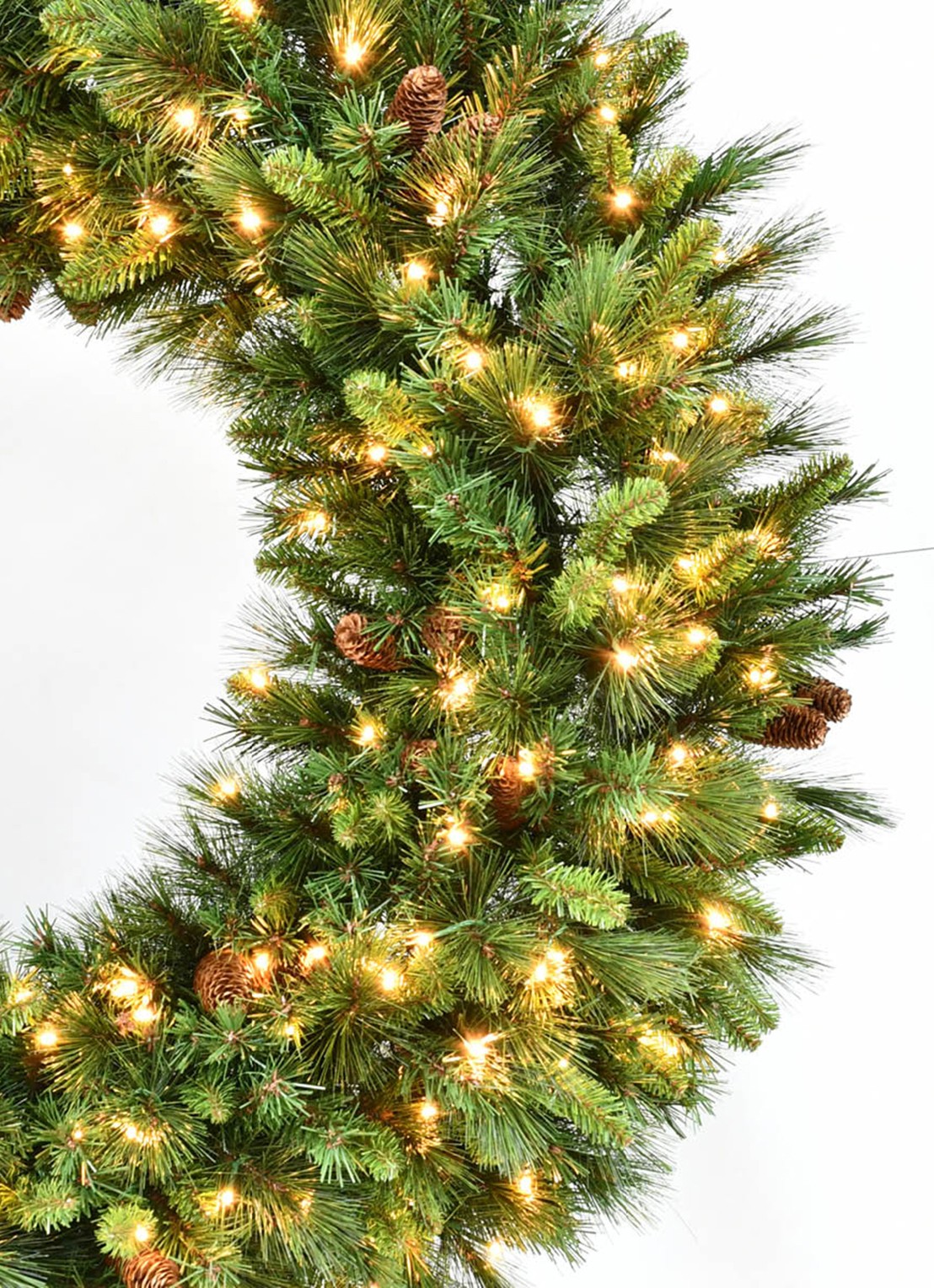 Van Der Gucht Kaia kerstkrans met LED verlichting Ø122 cm - voorkant 2 groen