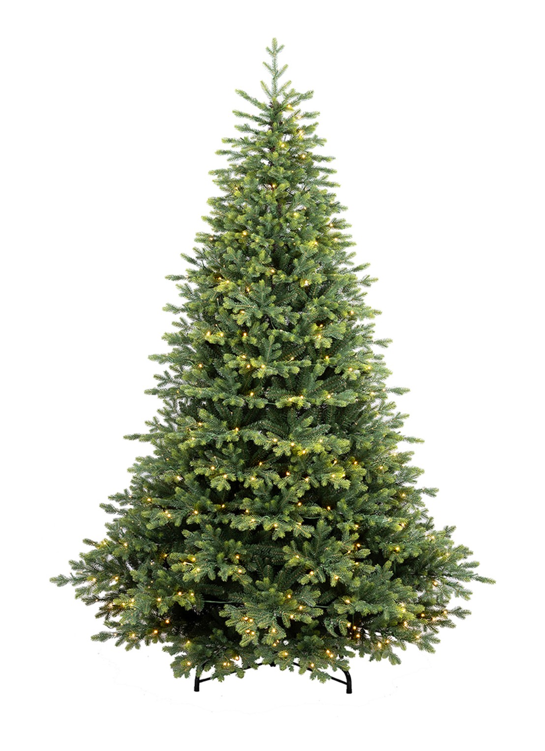 Van Der Gucht Kansas Green kunstkerstboom met LED verlichting 210 cm - voorkant groen