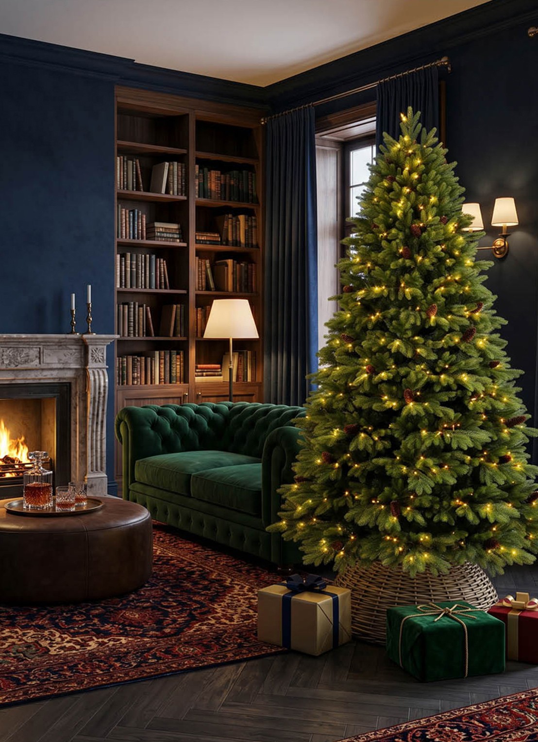 Van Der Gucht Oakland kunstkerstboom met LED verlichting 225 cm - detail 2 groen