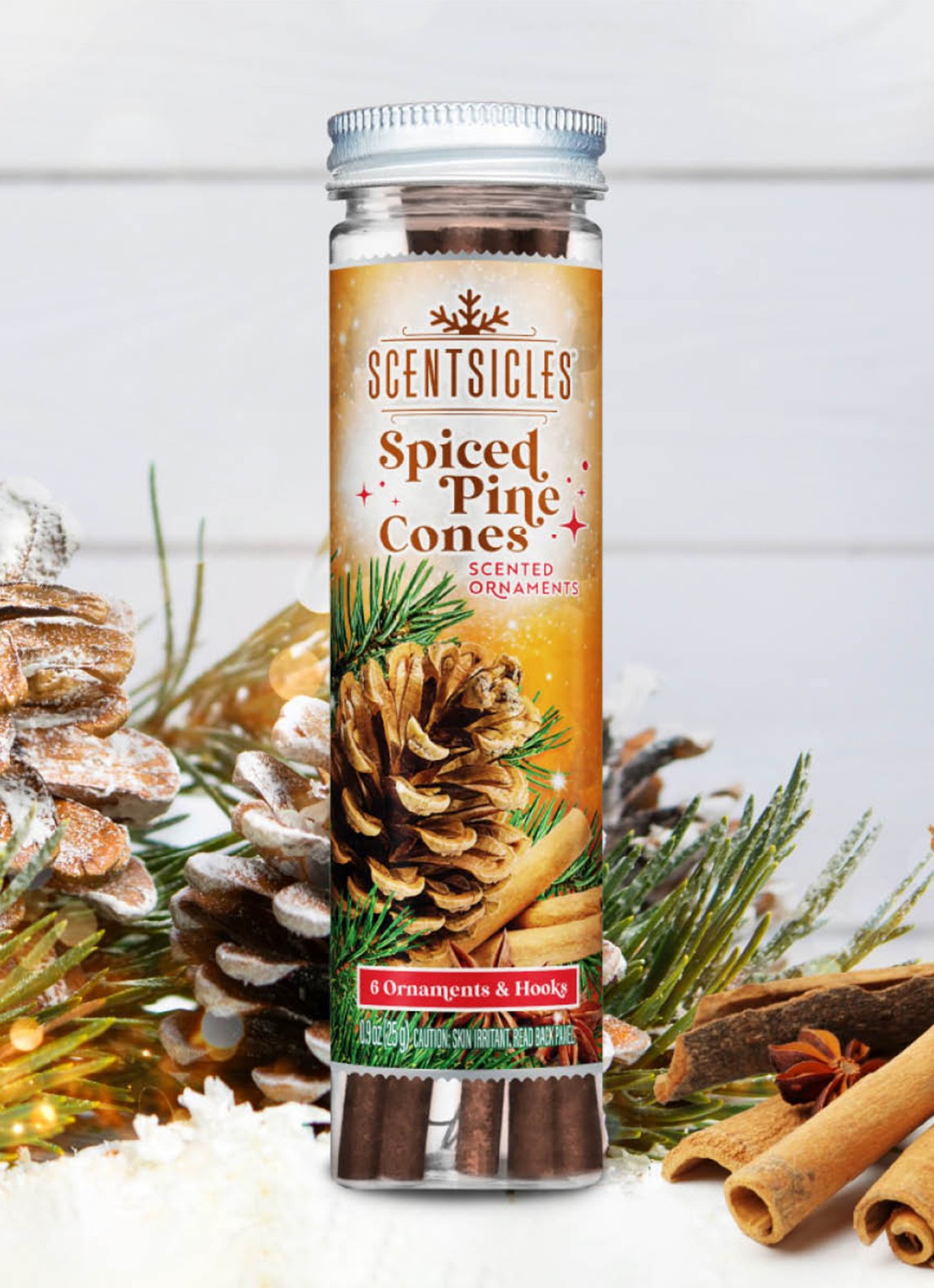 Van Der Gucht Spiced Pine Cones geurstokjes set van 6 - voorkant 7 groen