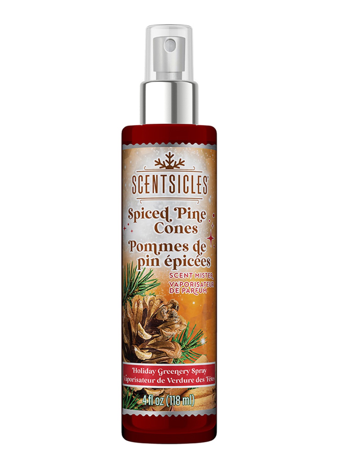Van Der Gucht Spiced Pine Cones huisparfum - geurspray - voorkant orange