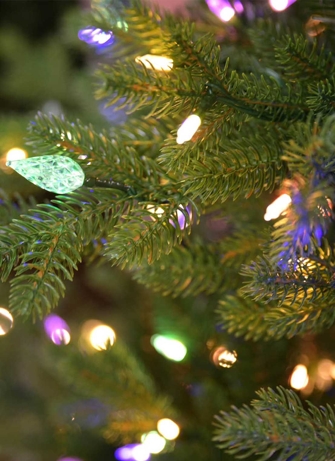 Van Der Gucht Vienna Fir kunstkerstboom met LED verlichting 228 cm - voorkant 2 groen