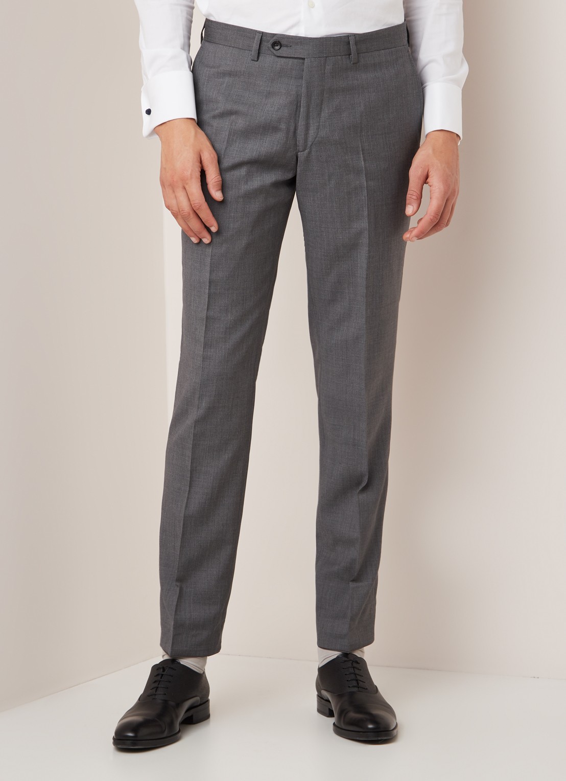 Van Gils Buck slim fit pantalon van scheerwol - detail 5 grijs