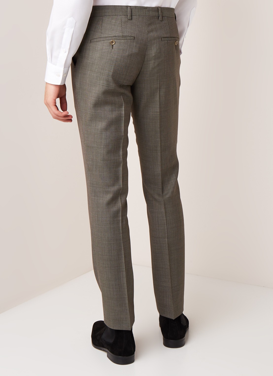 Van Gils Buck Split slim fit pantalon micro dessin - achterkant 5 groen