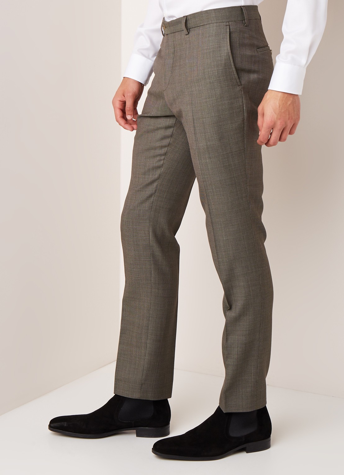 Van Gils Buck Split slim fit pantalon micro dessin - detail 4 groen
