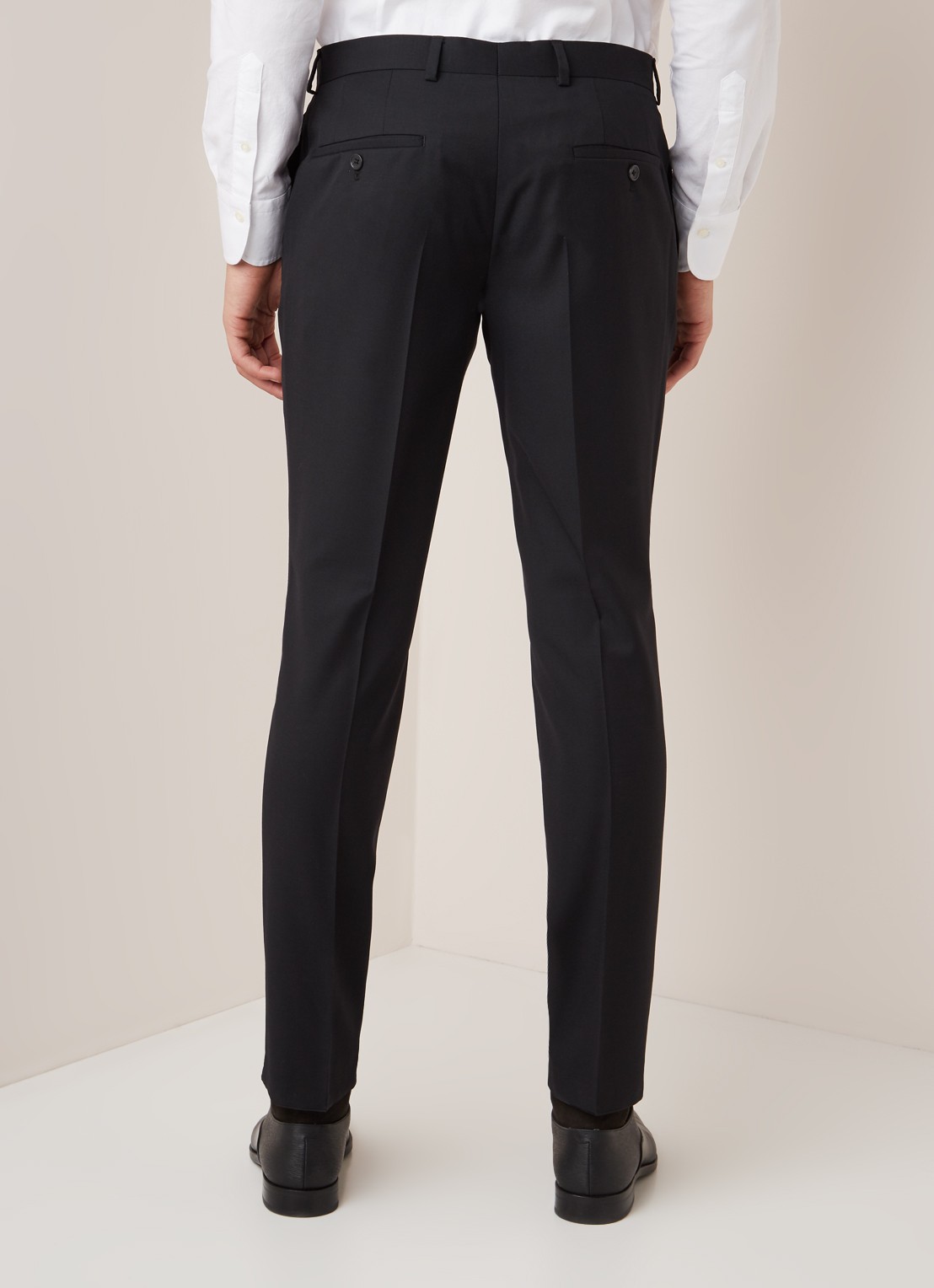 Van Gils Bull slim fit pantalon in wolblend - achterkant zwart