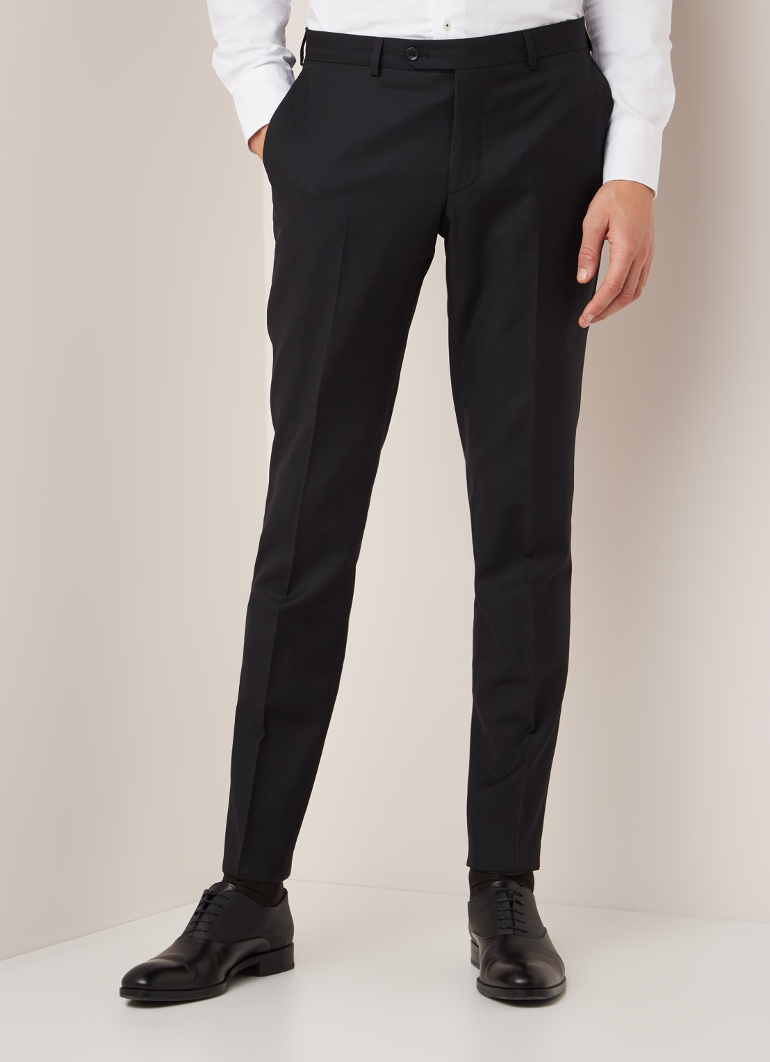 Van Gils Bull slim fit pantalon in wolblend - detail 4 zwart
