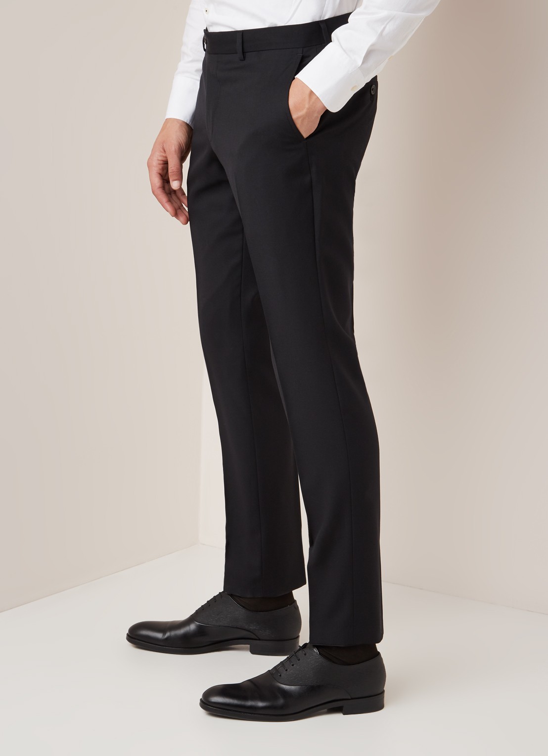 Van Gils Bull slim fit pantalon in wolblend - detail 5 zwart
