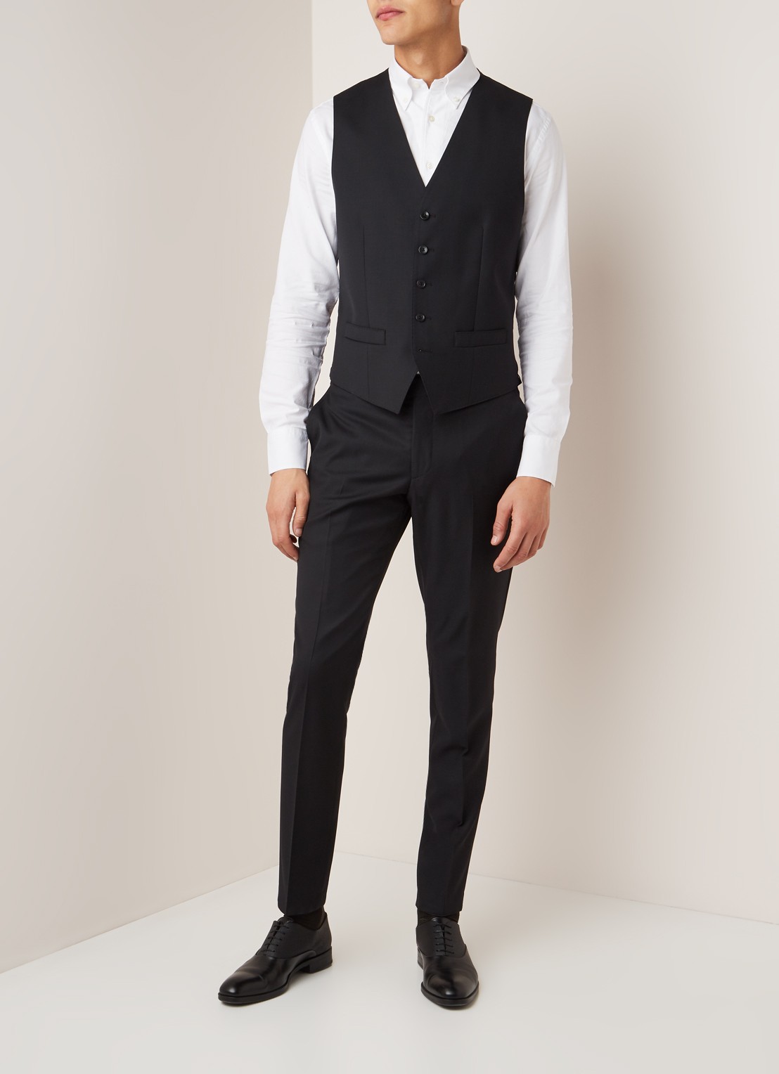 Van Gils Bull slim fit pantalon in wolblend - voorkant 3 zwart