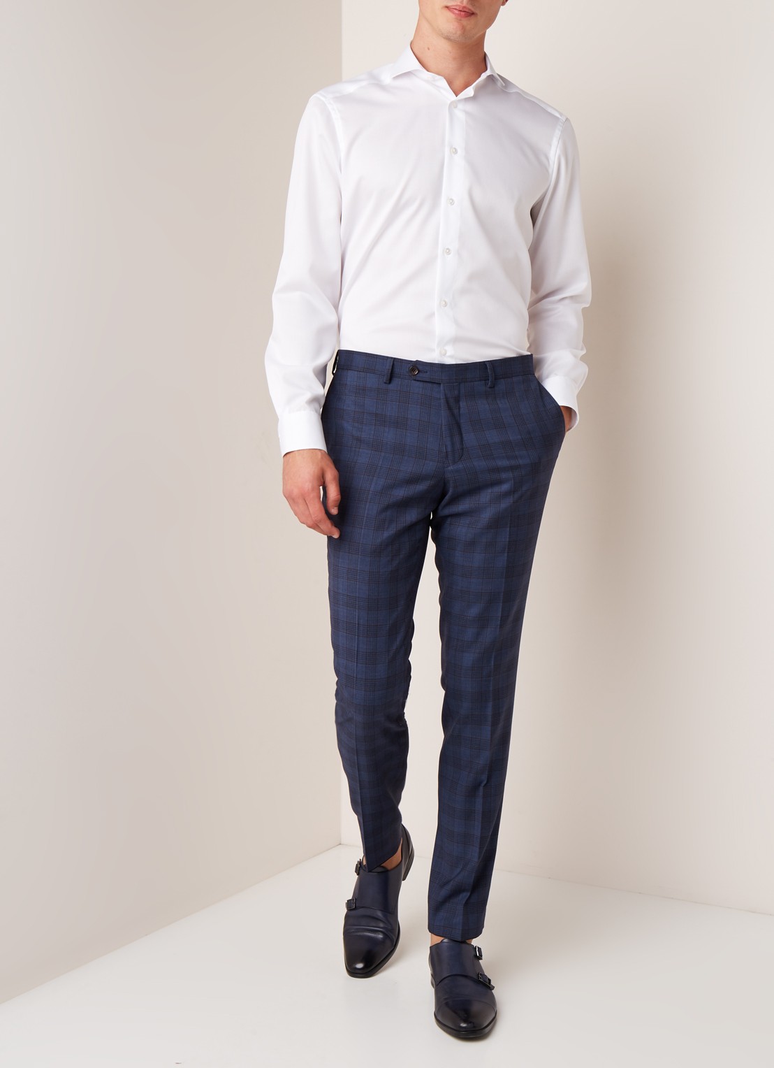 Van Gils Bull slim fit pantalon van wol - voorkant 5 donkerblauw