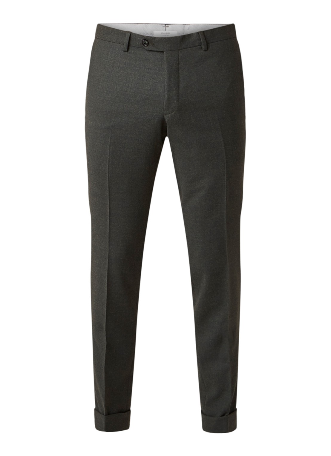 Van Gils Bull Split slim fit pantalon in wolblend - voorkant 5 groen