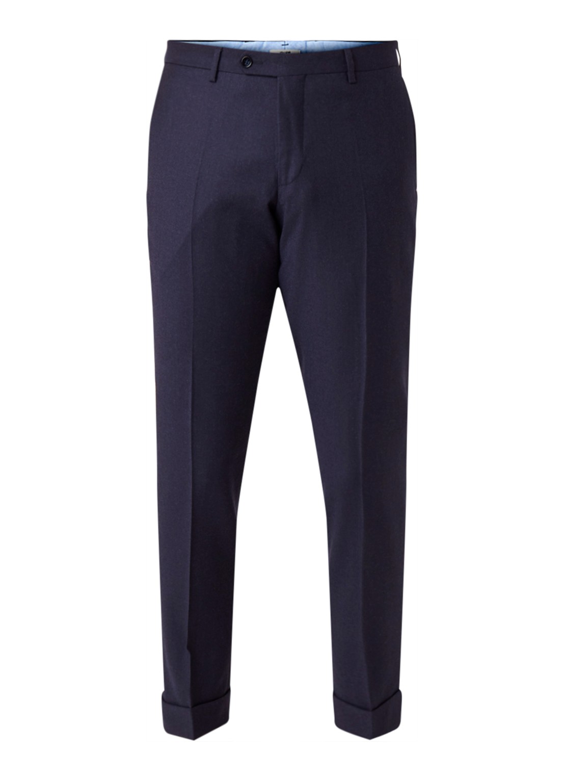 Van Gils Bull Split slim fit pantalon in wolblend - voorkant 2 donkerblauw
