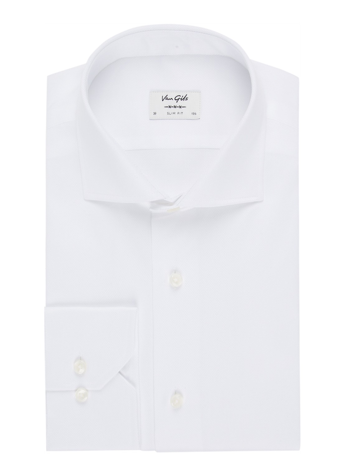 Van Gils Edar slim fit overhemd met wide spread-kraag - voorkant 3 wit