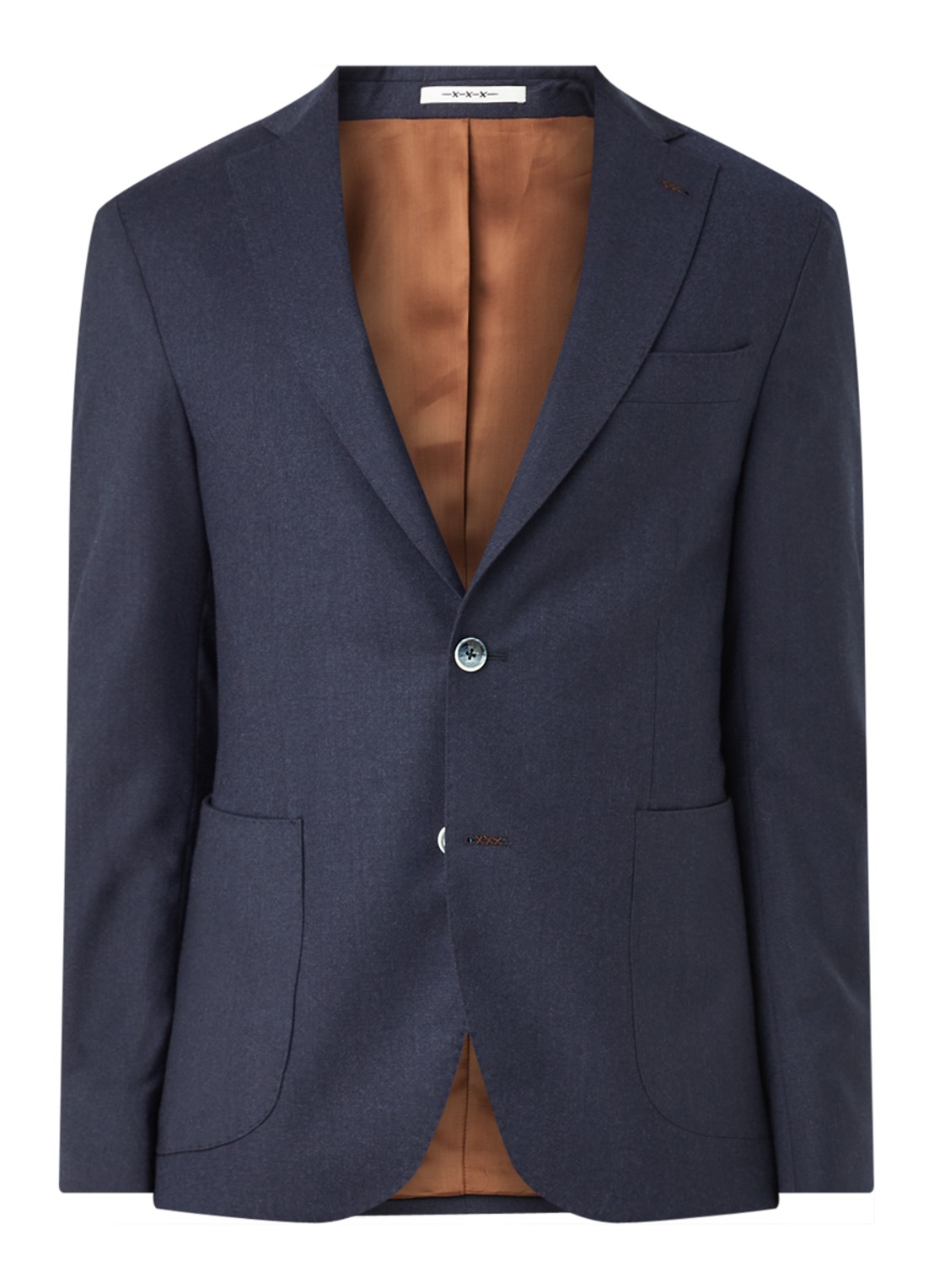 Van Gils Elliot Split slim fit colbert van wol met opgestikte zakken - voorkant 5 donkerblauw