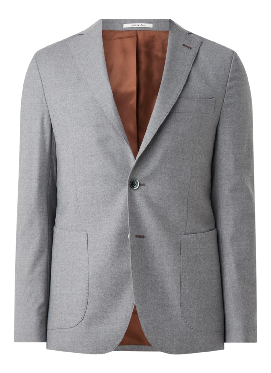 Van Gils Elliot Split slim fit colbert van wol met opgestikte zakken - voorkant 6 lichtgrijs