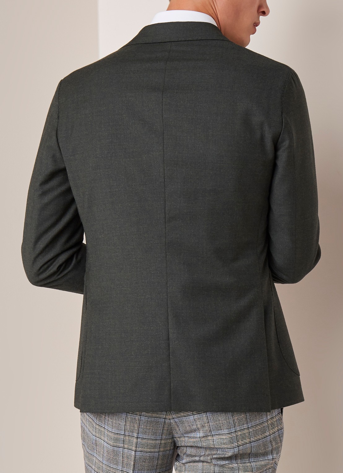 Van Gils Elliot tailored fit colbert van scheerwol - achterkant groen